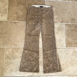 Theory Pants; Brown Velvet Floral Embossed; Size 6